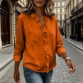 thumbnail image 4 of CIENVNSTG Women's Ruffled Collar Blouses Dressy Boho Casual Ruffle V Neck Long Sleeve Dress Shirt Loose Fit Tops Orange M, 4 of 6