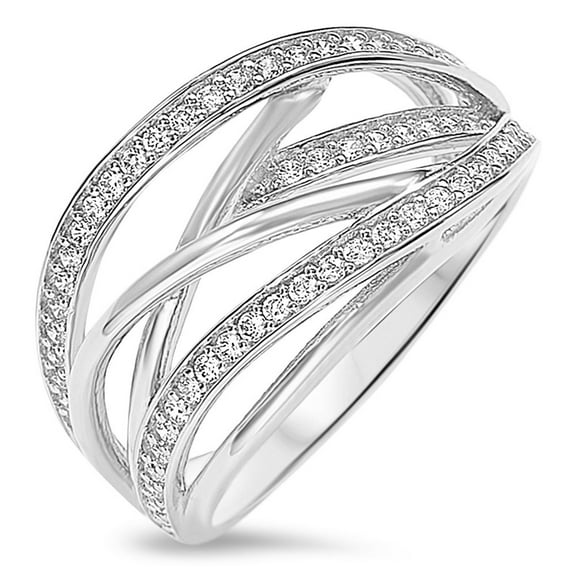 Sterling Silver 925 Curvy Crossover Ring