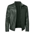 thumbnail image 3 of GXIPO Mens Leather Jacket Real Lambskin Cafe Racer Style Leather Biker Jackets For Men Army Green XL, 3 of 4