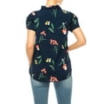 thumbnail image 3 of Women's Floral Print Overlapping Short Sleeve Top with Front Tie Collar, 3 of 5