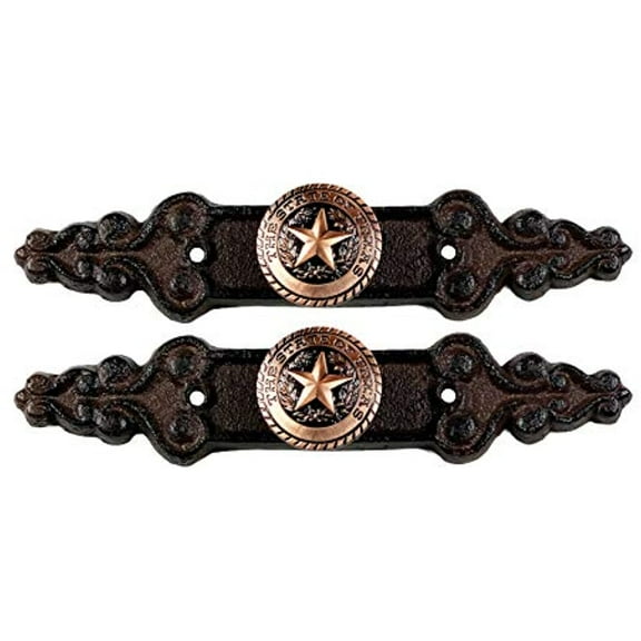 Urbalabs Cast Iron Copper Texas Seal Concho Star Knobs Kitchen Cabinet Handles and Drawer Pulls Antique Country Home Rustic Decor Farmhouse Cabinet Handle Western Dresser Pulls