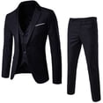 thumbnail image 2 of Clearance! Hontri Men's Slim Fit Business Wedding Party Suit 3 Piece Set Black Xl, 2 of 7