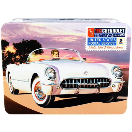 Skill 2 Model Kit 1953 Chevrolet Corvette USPS (United States Postal Service) Themed Collectible Tin 1/25 Scale Model by AMT