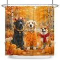 thumbnail image 4 of SUNOLIFE Fall Shower Curtain Autumn Pumpkins Dog Fabric Bathroom Curtain,47x64 in, 4 of 4