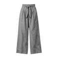 thumbnail image 4 of Women Solid Color Tie Elastic Waist Long Pants, Loose Casual Trousers with Side Pockets, Daily Walking Vacation Pants Gray L(L), 4 of 9