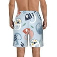 thumbnail image 3 of Disketp Men'S Swim Trunks Hawaiian Breathable Surf Beach Swimsuits Mesh Lining Beach Shorts With Pockets-Cute Chameleons On Blue Background, 3 of 9