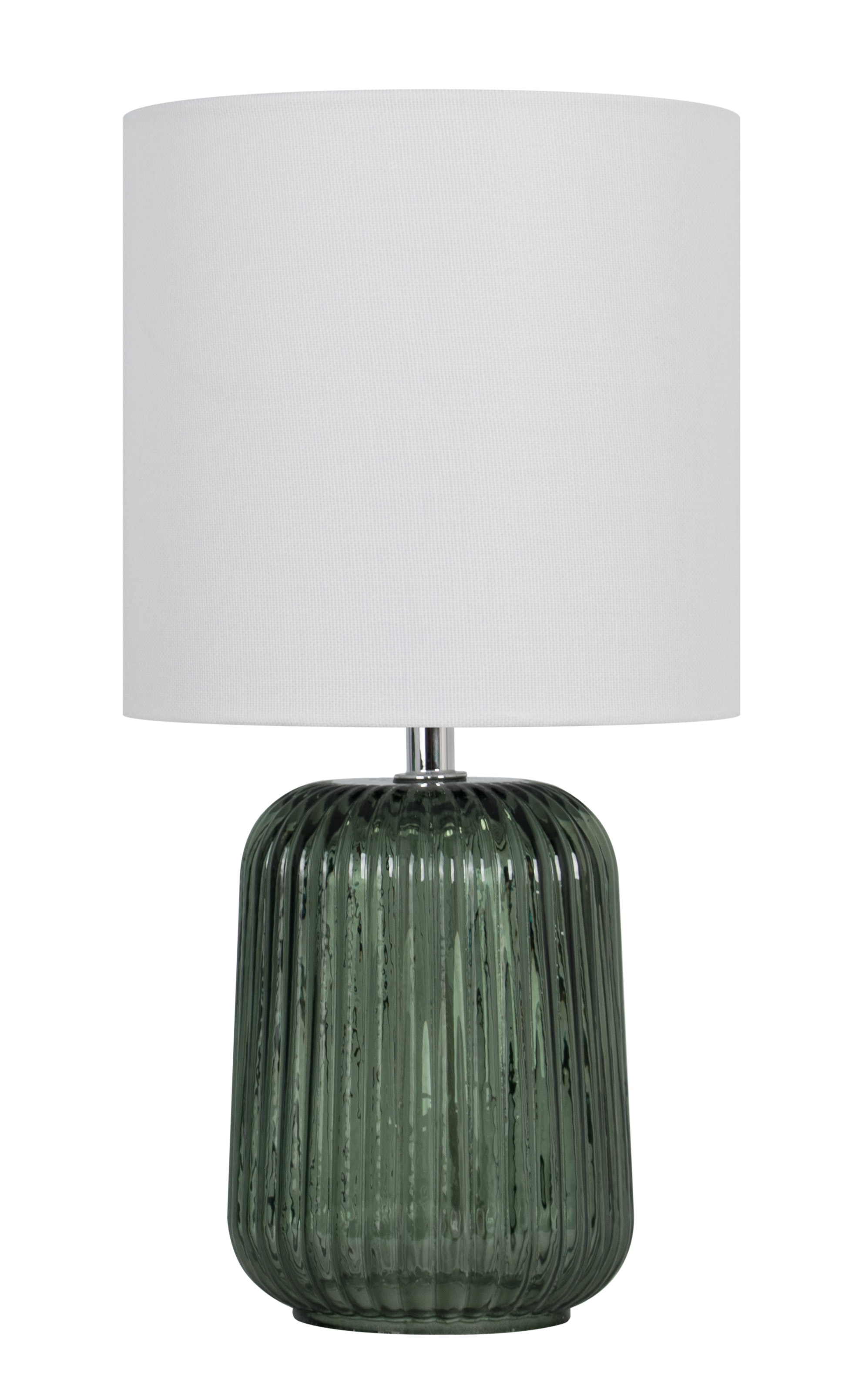 Mainstays Green Glass Table Lamp with White Linen Shade, 12.75 Inch