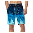 thumbnail image 2 of Men's Printed Beach Shorts Drawstring Waist Casual Vacation Shorts Summer Beach Pool Bottoms for Men,Blue,2XL, 2 of 8