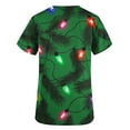 thumbnail image 4 of Feancey Christmas Scrub Tops Women Holiday Novelty Print Working T-Shirt Stretchy Short Sleeve V Neck Nursing Shirt Loose Fit Casual Medical Scrubs Green XXL, 4 of 5