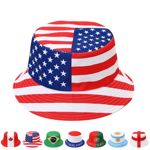 National Flag Print Bucket Hat for Fans Sports Team Merchandise Cap