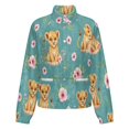thumbnail image 5 of Jackets for Women Winter Coat Jackets Flannel Stand Collar Jacket(Cute Lion Cubs Floral Print,Size:S-4XL), 5 of 7