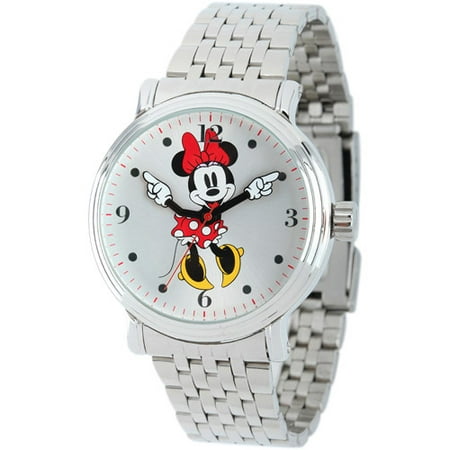 Disney Minnie Mouse Women's Shinny Silver Vintage Articulating Alloy Case Watch, Silver Bracelet