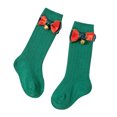 thumbnail image 2 of Lilgiuy Christmas Socks for Newborn Infants Girls Tube Ruffled Long Stockings with Bow Knot Toddlers Warm School (Green, 2-4 Years), 2 of 4