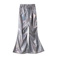 thumbnail image 3 of Aislor Girls Shiny Metallic Flare Pants Hip Hop Jazz Dance Pants Hippie Bell Bottom Wide Leg Trousers Dancewear, 3 of 7