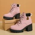 thumbnail image 5 of Women’s Combat Boots Lace up Side Zipper Winter Ankle Boots High Heel Platform Lug Sole Short Booties, 5 of 8
