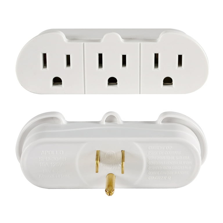 3-Outlet Wall Tap, White 3-Outlet Wall Tap, White