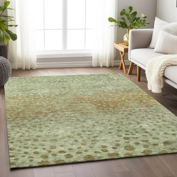 Addison Rugs Chantille Indoor/Outdoor Transitional Circles Aloe Washable Rectangle Rug, 10' x 14'