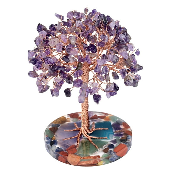 1pcs Crystal Tree Gifts for Women, Positive Energy, Wealth, Success, Meditation, Home & Office Decor, Spiritual Birthday Gifts for Mom and Loved one，Purple