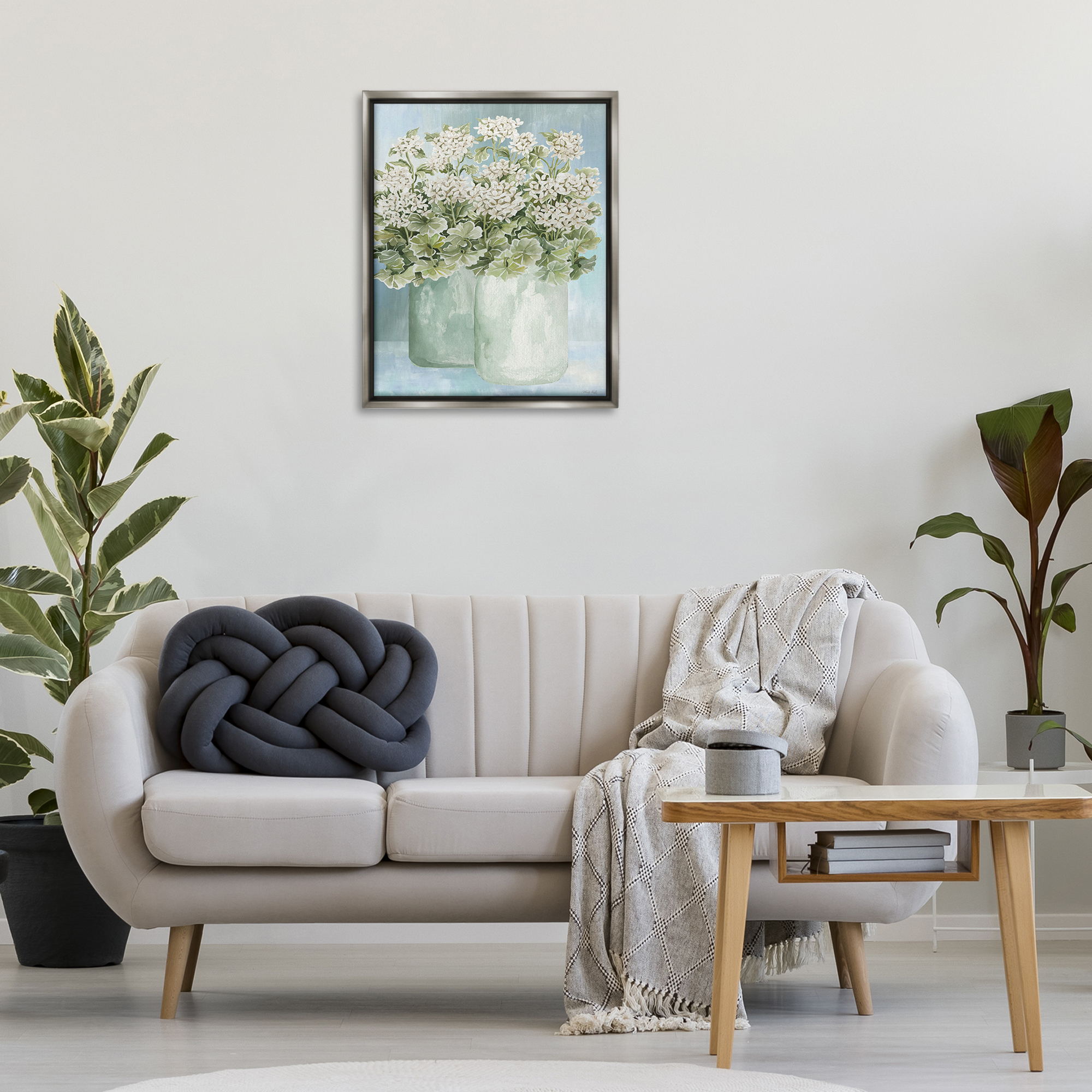 Stupell Industries Charming Country Herbs Botanical & Floral Painting Gray Floater Framed Art Print Wall Art, 25 x 31