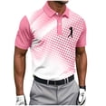 thumbnail image 2 of Mens Polo Shirts Short Sleeve Color Block Lapel Collar Button Pullover Tops Moisture Wicking Regular Fit Golf T-Shirts Breathable Summer Blouses Shirt Tees Casual Work Sports Pink XXL, 2 of 7
