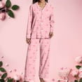 thumbnail image 6 of SJLDQY Valentines Women's Pajamas Set 2 Peice Pjs Set for Women Valentine's Day Bowknot Graphic Long Sleeve Pajama Tops Pants Soft Comfy Homewear Sleepwear Outfits, 6 of 9