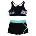 thumbnail image 4 of CHICTRY Kids Girls Gym Outfit Sleeveless U Neck Strappy Back Crop Top with Low Waist Shorts Sports Suit Activewear Lily 6, 4 of 7