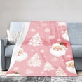 thumbnail image 2 of SPXUBZ Pink Santa Claus Christmas Flannel Throw Blanket with Snowflakes and Trees for Winter Christmas Gift Home Sofa Bed Decoration 60x50 inch, 2 of 5