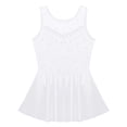 thumbnail image 3 of Vxuxlje Kids Girls Ice Skating Sparkle Diamond V-shaped Sheer Tulle Splice Leotard A-line Dress for White 10, 3 of 7