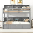 thumbnail image 3 of Twin Size Bunk Bed with Built-in Shelves Beside both Upper and Down Bed and Storage Drawer,Gray, 3 of 6