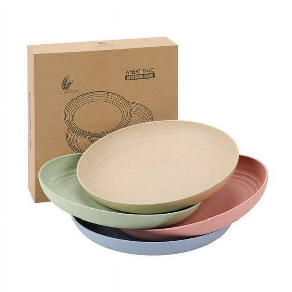 Czzoypi 4 Pack 6 Inches Lightweight Mini Wheat Straw Plates Reusable Plate Set Dishwasher & Microwave Safe,Unbreakable Deep Dinner Plates, Plastic Plates Reusable,They Are Easy to Clean Bpa Free