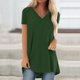 thumbnail image 2 of Ichuanyi Womens Swimsuits Clearance Women's Long Shirt Short Sleeve T-Shirt Oversize Tops Large Sizes Summer V-Neck Casual Loose Blouse Casual Basic Tee Tunic Tops Ichuanyi Ichuanyi, 2 of 5