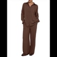 thumbnail image 1 of Conjuntos Casuales de Mujer para Estar en Casa, Camisas de Larga con Botones y Pantalones de Pierna , Chándal Marrón Oscuro L, 1 of 10