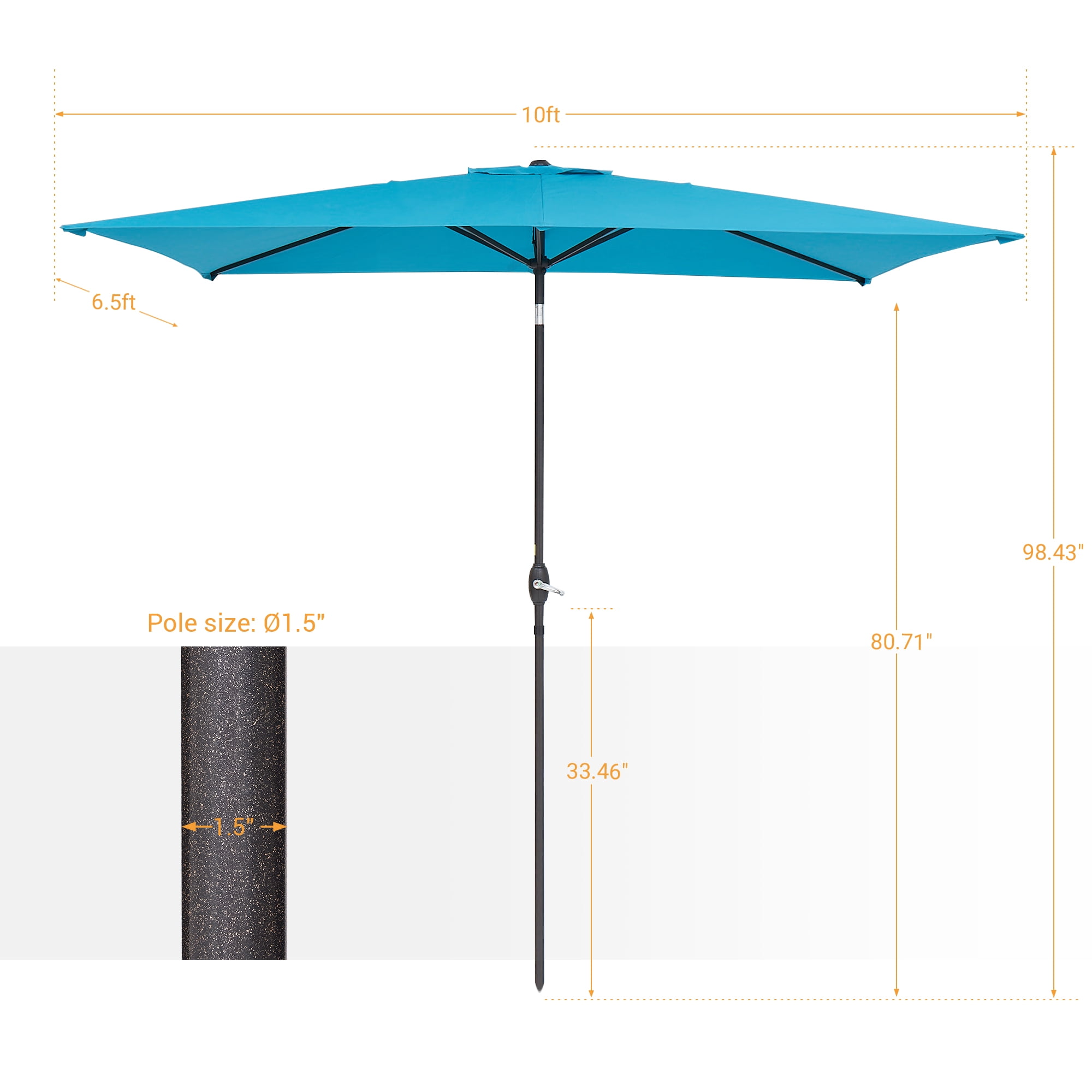 ACEGOSES 10 x 6.5ft Outdoor Patio Table Umbrella with Non-Fading canopy for Garden and Yard,Lake Blue