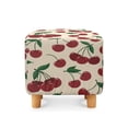 thumbnail image 2 of SCRAWLGOD Cherry Print Red Beige Stretch Ottoman Cover Square Folding Storage Stool Furniture Protector Soft Footrest Stool Slipcover with Elastic Bottom for Pets, 2 of 7