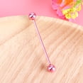 thumbnail image 3 of Allergy Free Stainless Steel Industrial Barbell Piercing Jewelry Piercing Earring Ear Bone Earring (Pink), 3 of 6