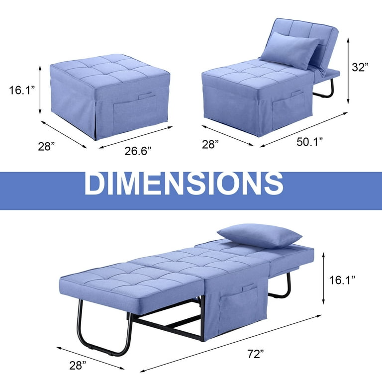 Ainfox Folding Sofa Bed, 4 in 1 Daybeds Ottoman Chair Lounge Couch for  Guest Sleeper, Suitable for Modern Living Room, Bedroom, Small Single