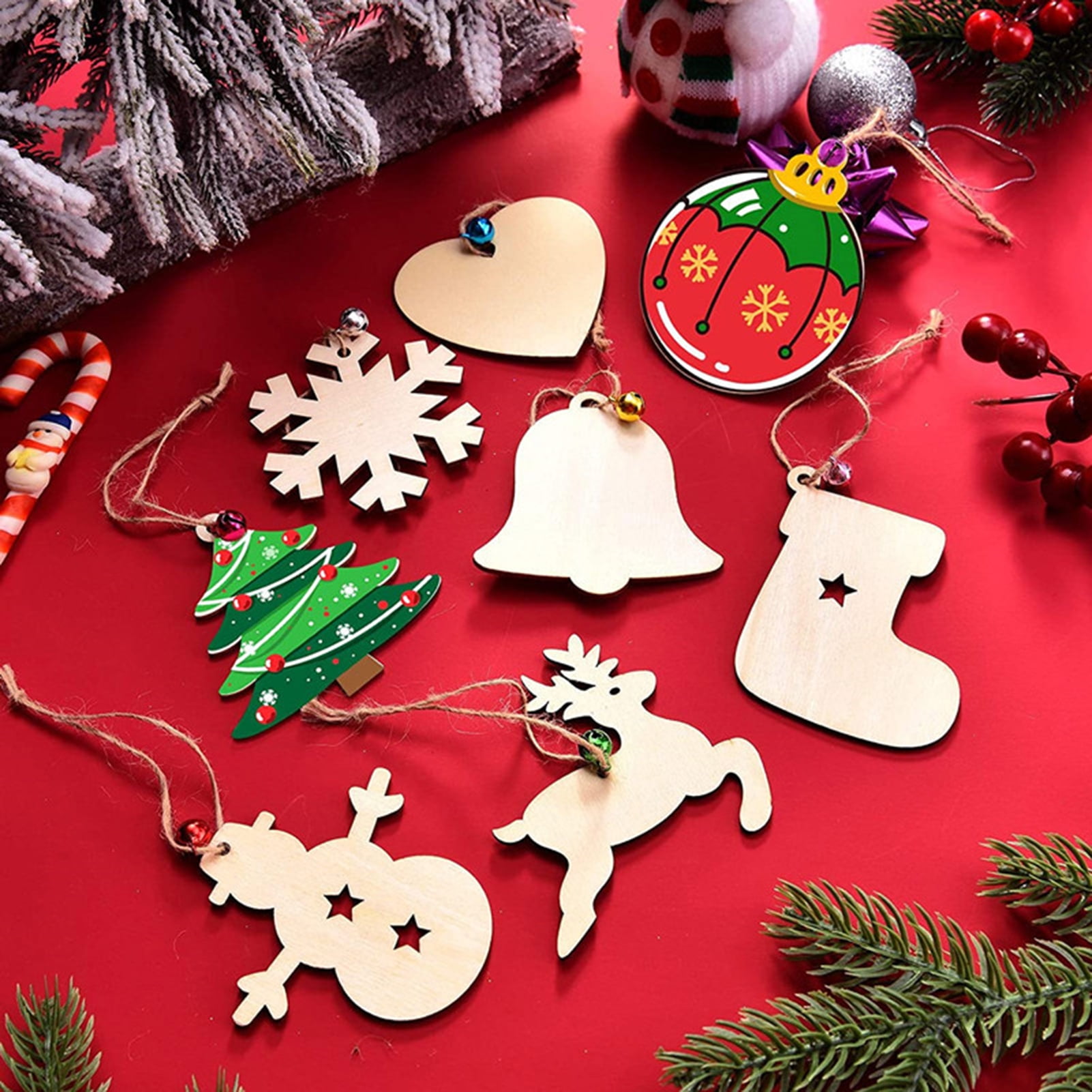 [big Save!]50pcs DIY Wooden Snowflakes Unfinished Wood Ornaments Cutouts Christmas Wood for Christmas Decoration Christmas Tree Hanging Embellishments