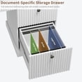 thumbnail image 4 of GloryStar Fluted Wooden Desk, 54'' Home Office Executive Desk with Storage Drawers and Built-In Charging Station, 4 of 9