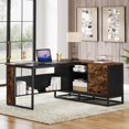 thumbnail image 2 of Tribesigns 62.9 inch L-Shaped Executive Desk, Large Office Desk with Drawers and Shelves, 2 of 5