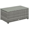 thumbnail image 1 of Outsunny Wicker Outdoor Coffee Table, Glass Top Patio Table, Light Grey, 1 of 10