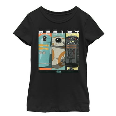 Girl's Star Wars Resistance Droids Resist Panel  Graphic Tee Black Large