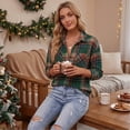 thumbnail image 5 of Dweltoz Womens Plaid Shirts Casual Button Down Blouses Basic Long Sleeve Collared Shackets 2026 Fall Dressy Shirts Trendy Office Tops With Pockets,Dark Green S, 5 of 7