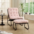 thumbnail image 2 of Jopath Outdoor Lounge Chair with Ottoman, Comfy Sling Recliner Chair with Puffy Cushion and Foot Stool for Living Room Bedroom Reading Room Pink, 2 of 9