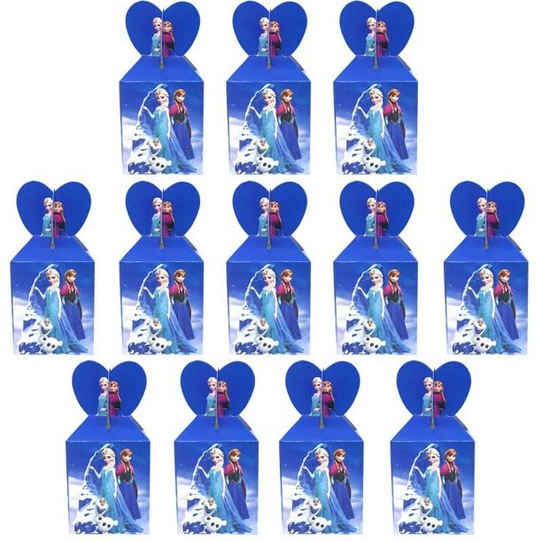 Caja de caramelos de Frozen, suministros de fiesta de Minnie Mouse, unicornio, decoración de fiesta de cumpleaños para Baby Shower, Cajas de Regalo de papel de dibujos animados para niños