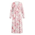 thumbnail image 7 of SEANATIVE Women's Nightshirt with Button Front Cozy Long Sleeve Pajama Dress Full-Length Pjs Nightgown House Coat for Lounge Sleep Home, 4XL, Pink Cherry Blossom, 7 of 7