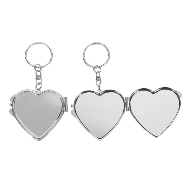 GOOHOCHY 2 llaveros con espejo plegable en forma de corazón, espejo compacto portátil de doble cara para mujer, colgante para bolso, decoración.