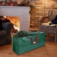 thumbnail image 7 of 8 Foot Waterproof Christmas Tree Storage Bag - Heavy Duty PE Woven Cover with Identification Card Slot & Two-Way Zipper, Storage Container for Artificial Trees green, 7 of 7