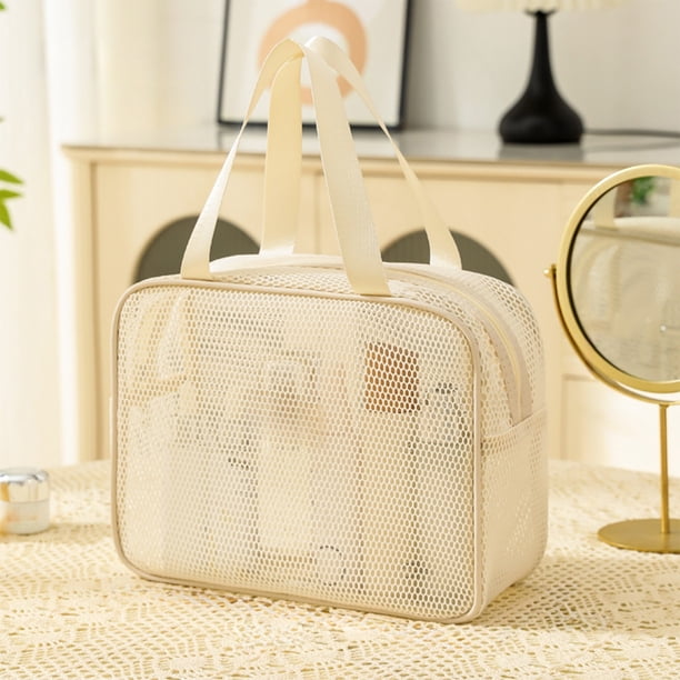 Xihbxyly Bolsa de Malla para Cosméticos, Elegante Organizador de Maquillaje Portátil, Bolsa de Almacenamiento Transparente y Duradera, Versátil Estuche para Artículos de Tocador, Ideal para Viajes Di