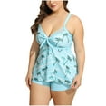thumbnail image 2 of Aloohaidyvio Women's Plus Size Tankini Swimsuits with Shorts Two Piece Bathing Suits Ruffle Swimsuits Tummy Control Swimwear Sky Blue 2XL, 2 of 5
