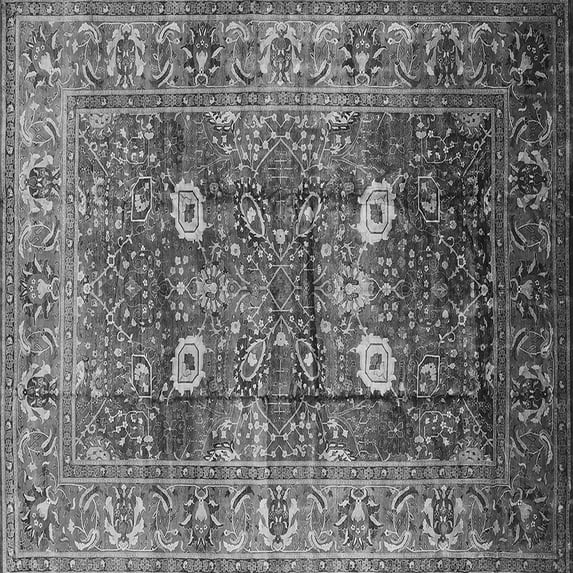 Ahgly Company Indoor Square Oriental Gray Industrial Area Rugs, 7' Square